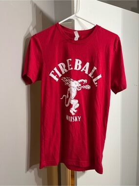 Bella Canvas Red Tee with White Fireball Whisky Graphic
